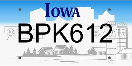 BPK612 Iowa License Plate