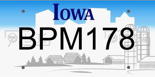 BPM178 Iowa License Plate