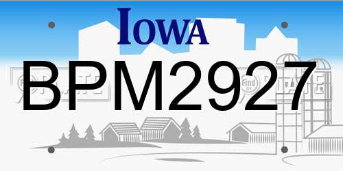 BPM2927 Iowa License Plate