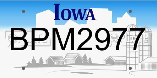 BPM2977 Iowa License Plate
