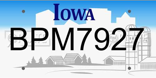 BPM7927 Iowa License Plate
