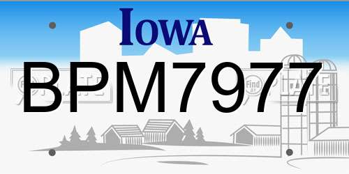 BPM7977 Iowa License Plate