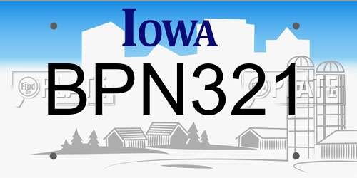 BPN321 Iowa License Plate