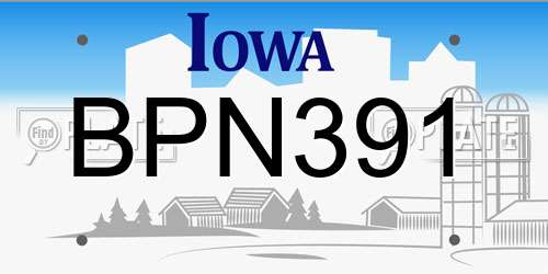BPN391 Iowa License Plate