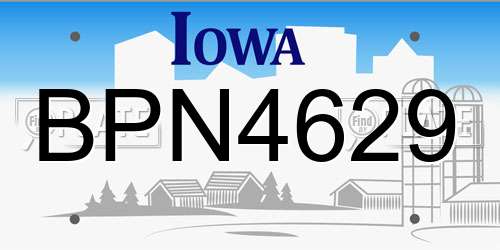 BPN4629 Iowa License Plate