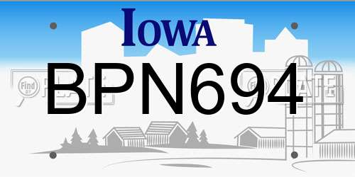 BPN694 Iowa License Plate