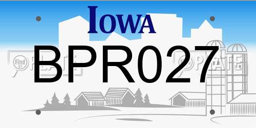 BPR027 Iowa License Plate
