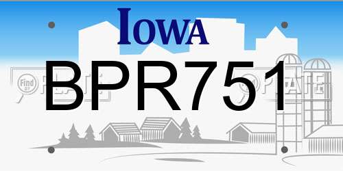 BPR751 Iowa License Plate