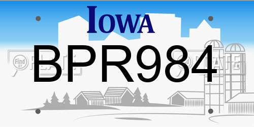 BPR984 Iowa License Plate