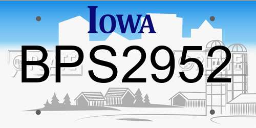BPS2952 Iowa License Plate