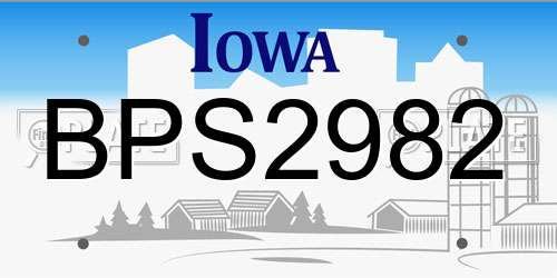 BPS2982 Iowa License Plate