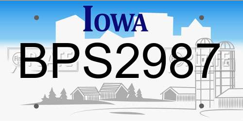 BPS2987 Iowa License Plate