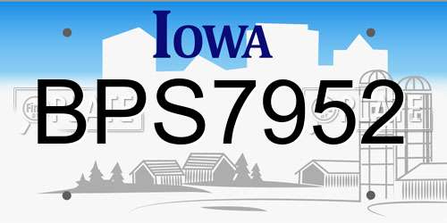 BPS7952 Iowa License Plate