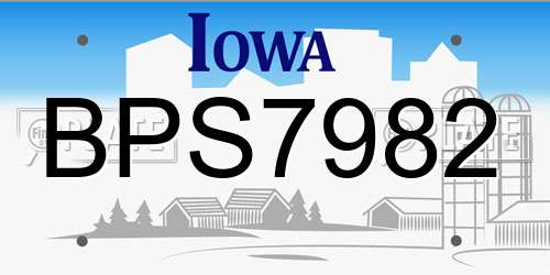 BPS7982 Iowa License Plate