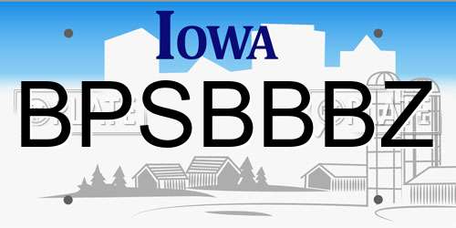 BPSBBBZ Iowa License Plate