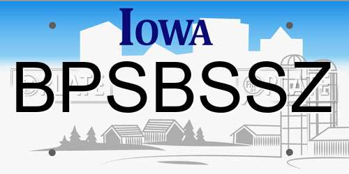 BPSBSSZ Iowa License Plate