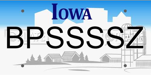 BPSSSSZ Iowa License Plate