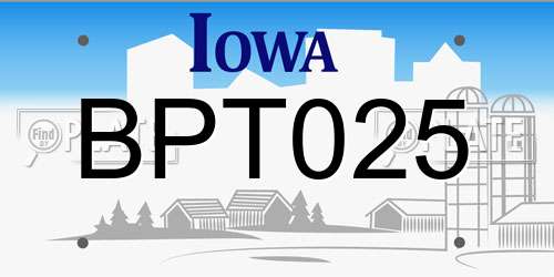BPT025 Iowa License Plate