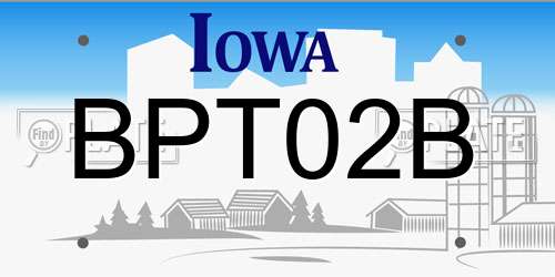 BPT02B Iowa License Plate