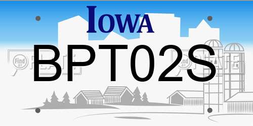 BPT02S Iowa License Plate