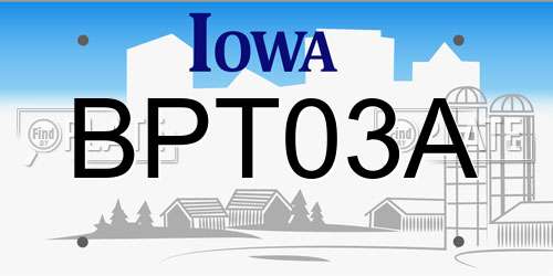 BPT03A Iowa License Plate