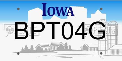BPT04G Iowa License Plate