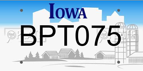 BPT075 Iowa License Plate