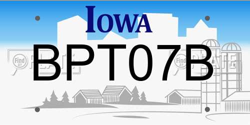 BPT07B Iowa License Plate