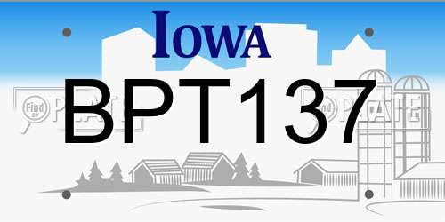BPT137 Iowa License Plate