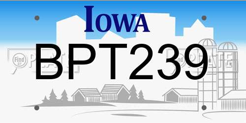 BPT239 Iowa License Plate