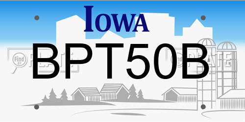 BPT50B Iowa License Plate