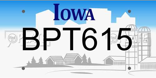 BPT615 Iowa License Plate