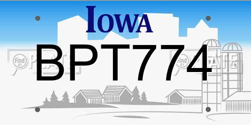 BPT774 Iowa License Plate