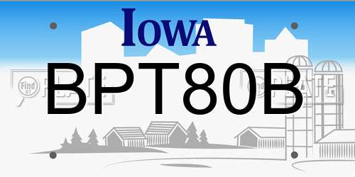 BPT80B Iowa License Plate