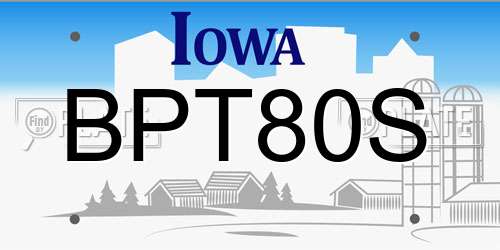 BPT80S Iowa License Plate