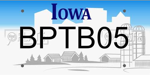 BPTB05 Iowa License Plate