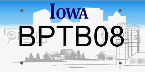 BPTB08 Iowa License Plate