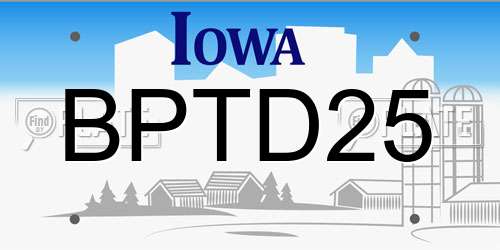 BPTD25 Iowa License Plate
