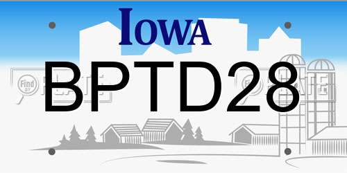 BPTD28 Iowa License Plate