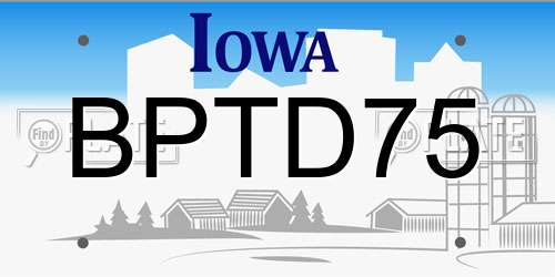 BPTD75 Iowa License Plate
