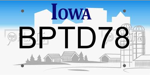BPTD78 Iowa License Plate