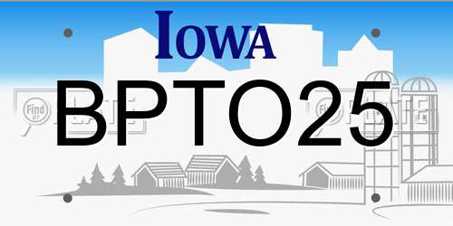 BPTO25 Iowa License Plate
