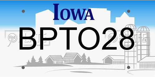 BPTO28 Iowa License Plate