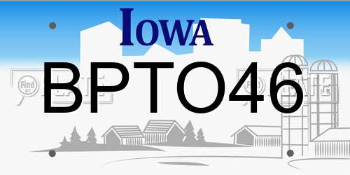 BPTO46 Iowa License Plate