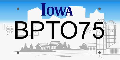 BPTO75 Iowa License Plate