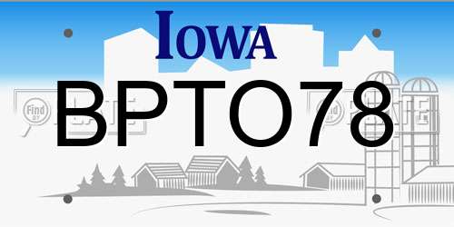 BPTO78 Iowa License Plate