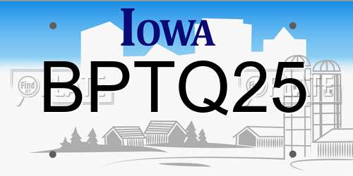 BPTQ25 Iowa License Plate