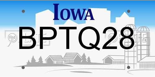 BPTQ28 Iowa License Plate