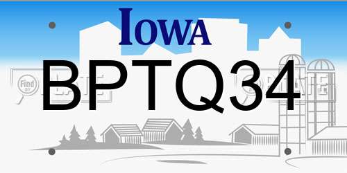 BPTQ34 Iowa License Plate