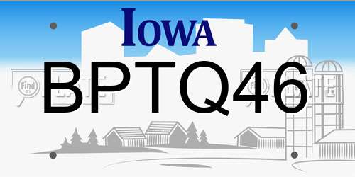 BPTQ46 Iowa License Plate